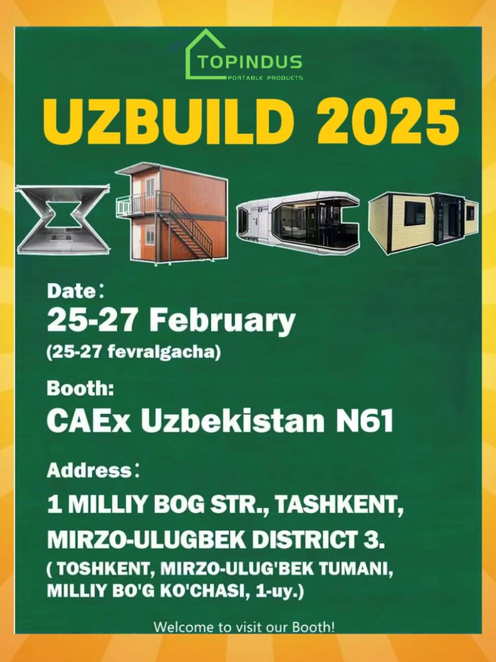 Topindus Cabin sẽ có mặt tại UZBUILD 2025!