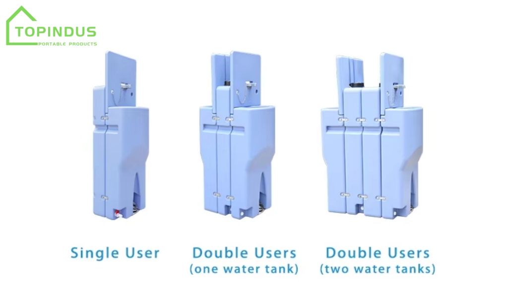 Bồn rửa tay di động HDPE bền bỉ có hộp đựng xà phòng và khăn